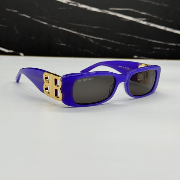 NEW BB0096S 004 BALENCIAGA PURPLE GREY SQUARE UNISEX BALENCIAGA SUNGLASSES - Picture 1 of 9